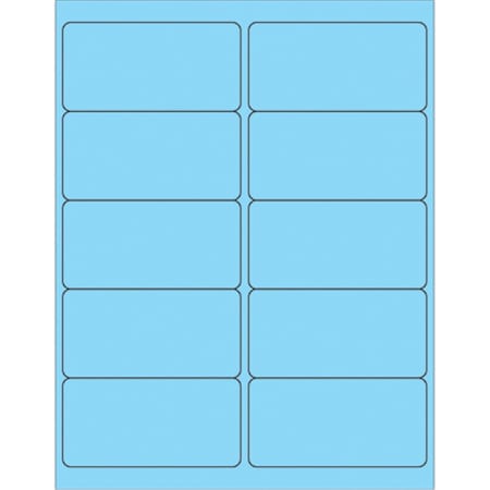 Officespace 4 x 2 in. Fluorescent Pastel Blue Rectangle Laser Labels, 1000PK OF2818789